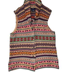 Chaps Western knit sweater Vest Womens size Med Knit V Neck vintage